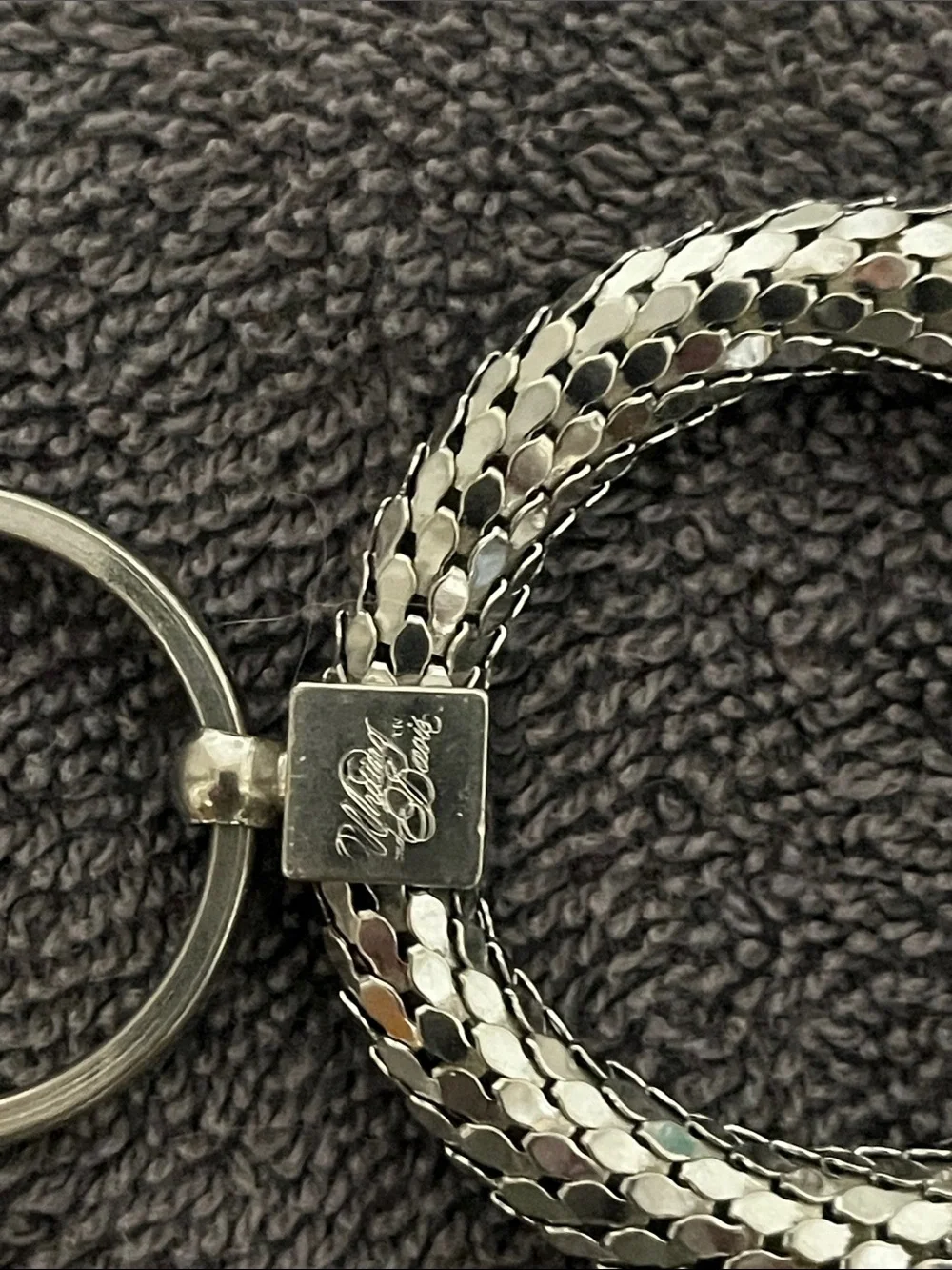 Whiting & Davis Shiny Silver Braided Loop Keychain. 1980’s - Picture 2 of 2